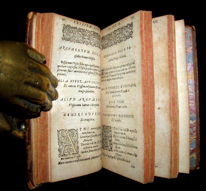 1567 Scarce Greek-Latin Book set - Homer's Odyssey - Odyssea - First 18th books in 2 of 3 Volumes