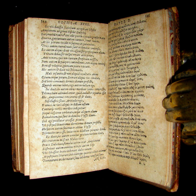 1567 Scarce Greek-Latin Book set - Homer's Odyssey - Odyssea - First 18th books in 2 of 3 Volumes