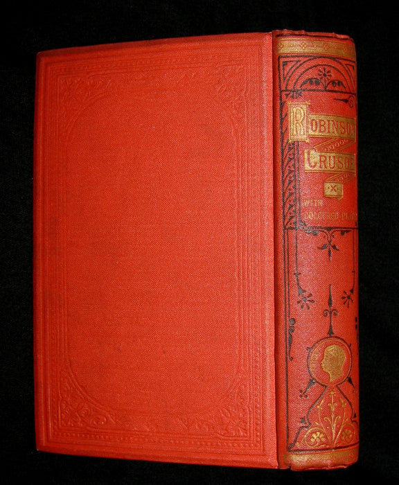 1872 Rare Victorian Book - Life and Adventures of Robinson Crusoe written by Himself. Color illustrated.