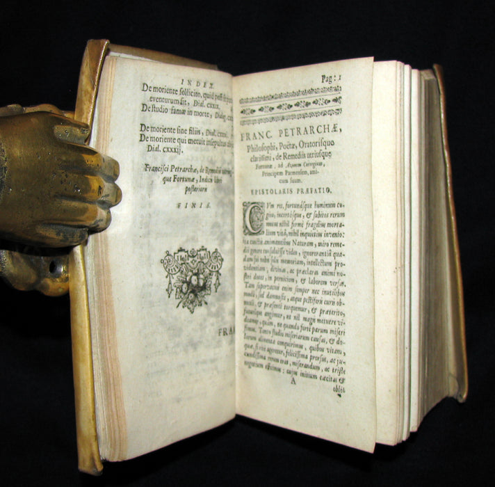 1649 Rare Book - Petrarch's Remedies for Fortune Fair and Foul (De remediis utriusque fortunae) with De Contemptu Mundi