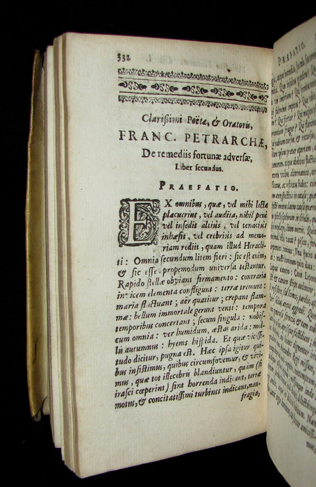 1649 Rare Book - Petrarch's Remedies for Fortune Fair and Foul (De remediis utriusque fortunae) with De Contemptu Mundi