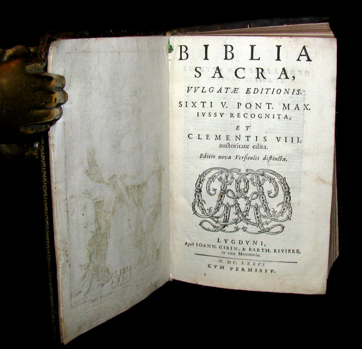 1676 Rare Latin Bible - Biblia Sacra Vulgatae Editionis -  Holy Bible published in Lyons