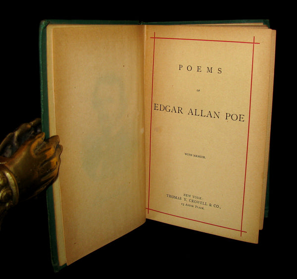 1885 Rare Victorian Book - Poems by Edgar Allan POE with Memoir (The Raven, Lenore, Ulalume, ...)