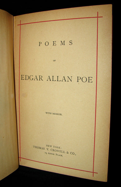 1885 Rare Victorian Book - Poems by Edgar Allan POE with Memoir (The Raven, Lenore, Ulalume, ...)