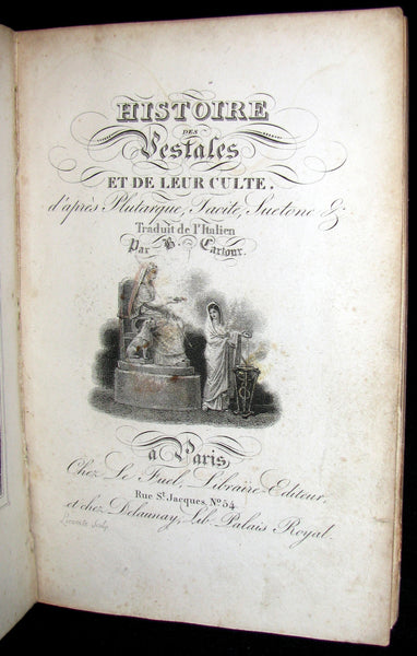 1825 Rare French Book - Vestal Virgins' History - Histoire des Vestales et de leur culte.