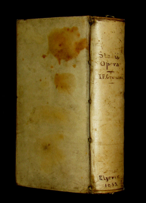 1653 Rare Latin Vellum Book - Publius Papinius Statius Works - Roman poet of the 1st century AD