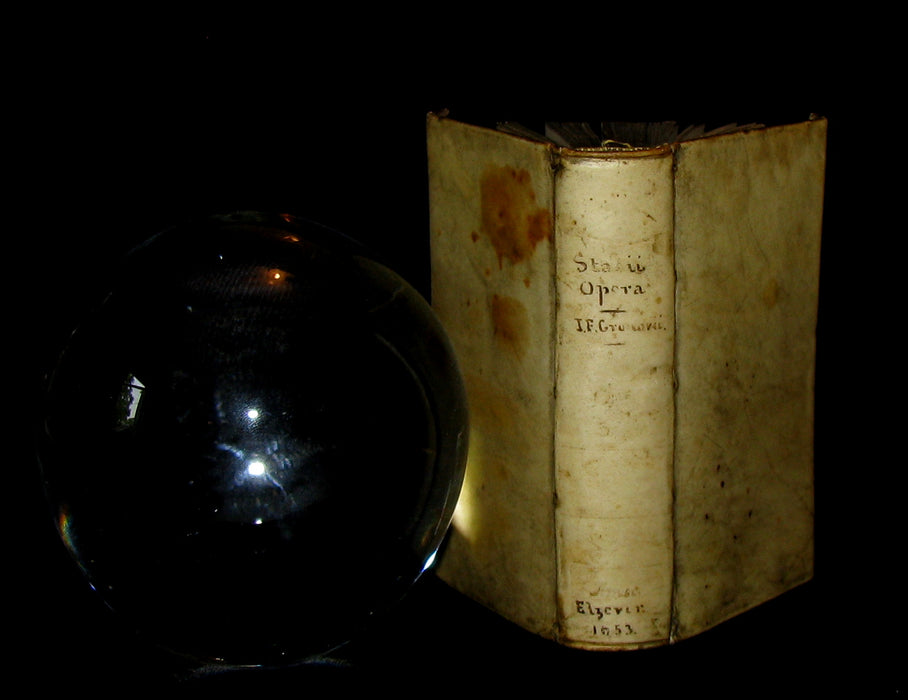 1653 Rare Latin Vellum Book - Publius Papinius Statius Works - Roman poet of the 1st century AD