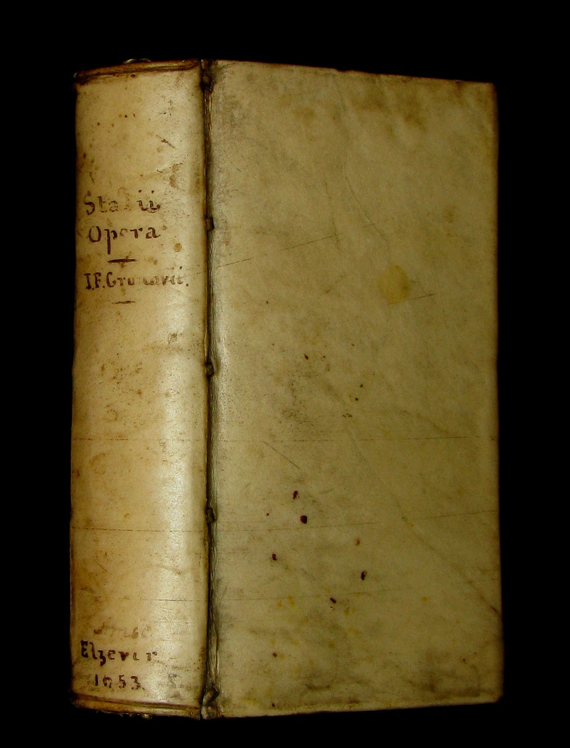 1653 Rare Latin Vellum Book - Publius Papinius Statius Works - Roman poet of the 1st century AD