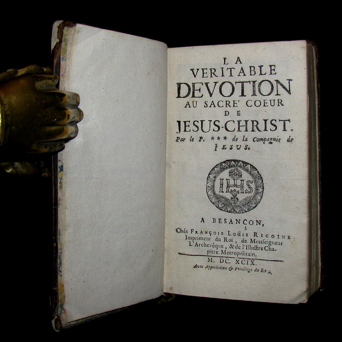 1699 Scarce French Book - The real devotion to the Sacred Heart of Jesus Christ