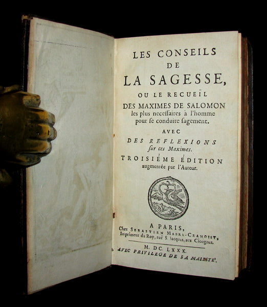 1680 Rare French Armorial Binding - Wisdom Tips Or Solomon's Maxims - CONSEILS de la SAGESSE