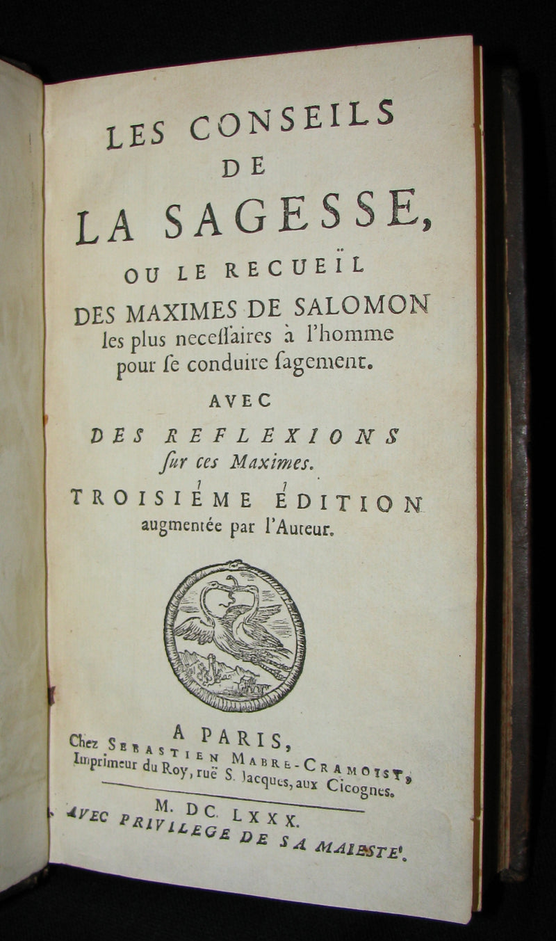 1680 Rare French Armorial Binding - Wisdom Tips Or Solomon's Maxims - CONSEILS de la SAGESSE