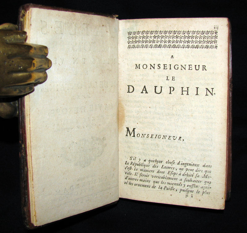 1759 Rare French Book - Fables choisies, mises en vers par monsieur De la Fontaine avec la vie d'Esope.