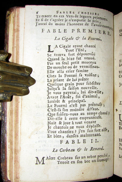 1759 Rare French Book - Fables choisies, mises en vers par monsieur De la Fontaine avec la vie d'Esope.