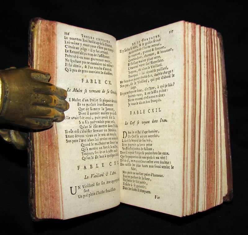 1759 Rare French Book - Fables choisies, mises en vers par monsieur De la Fontaine avec la vie d'Esope.