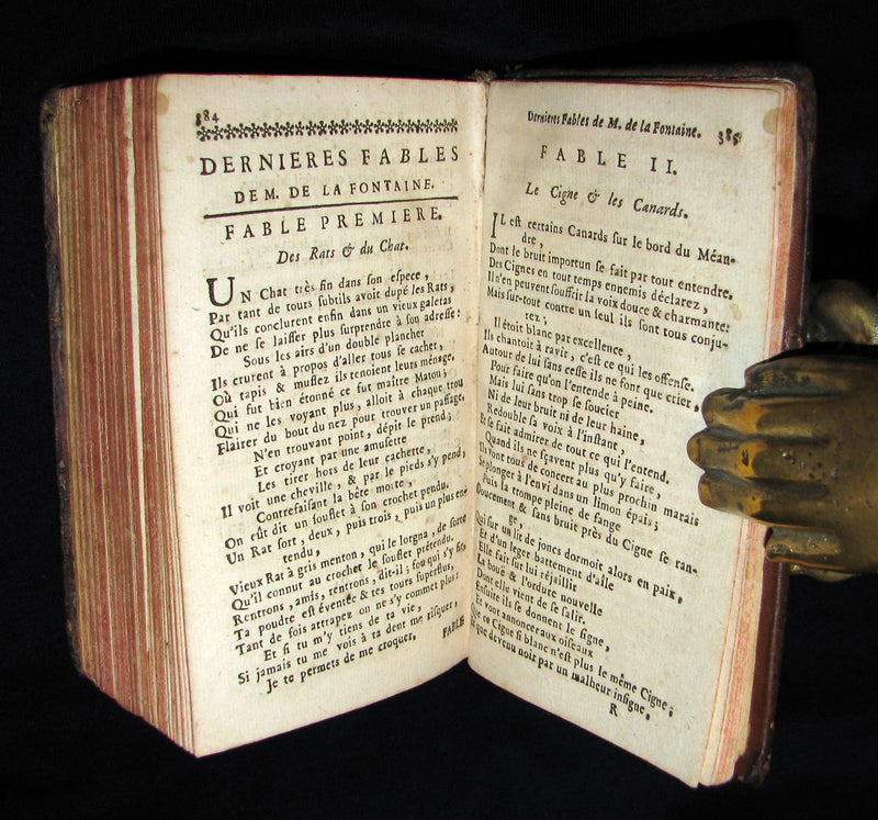 1759 Rare French Book - Fables choisies, mises en vers par monsieur De la Fontaine avec la vie d'Esope.