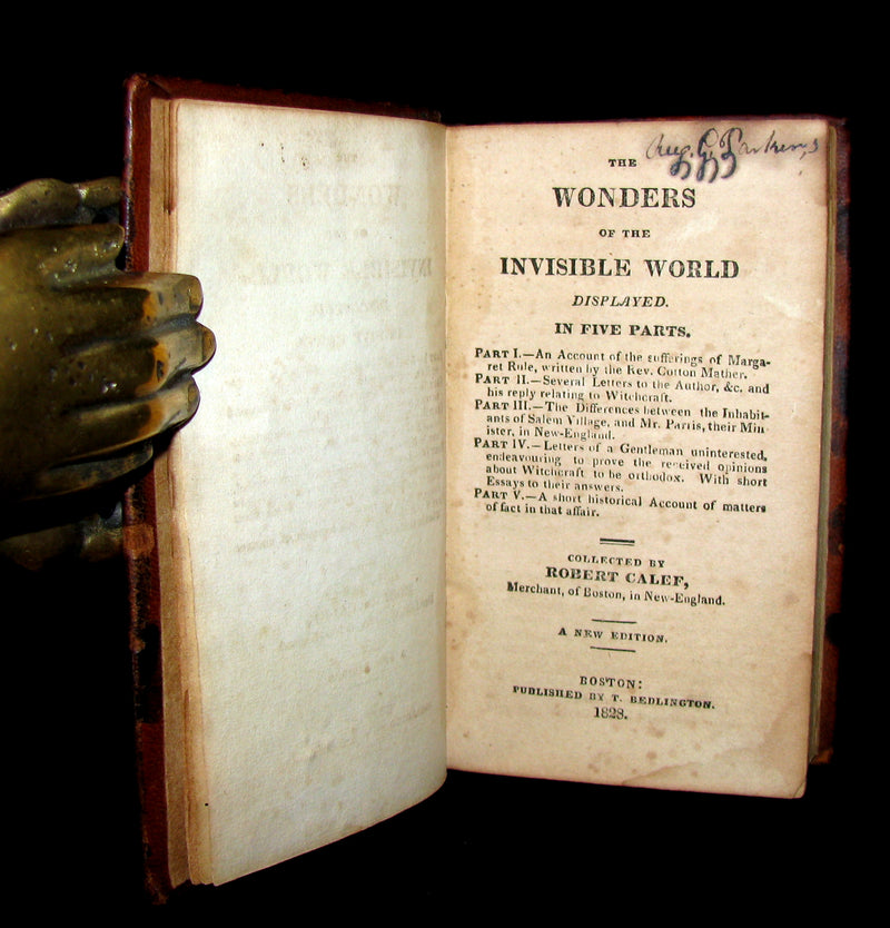 1828 Scarce Book - SALEM WITCHCRAFT - Wonders of the Invisible World by Robert Calef
