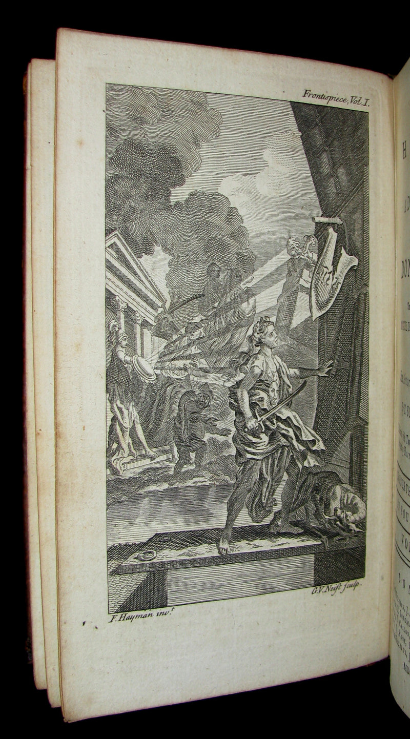 1770 Rare Book set ~ The History and Adventures of the Renowned Don Quixote (4 vols).