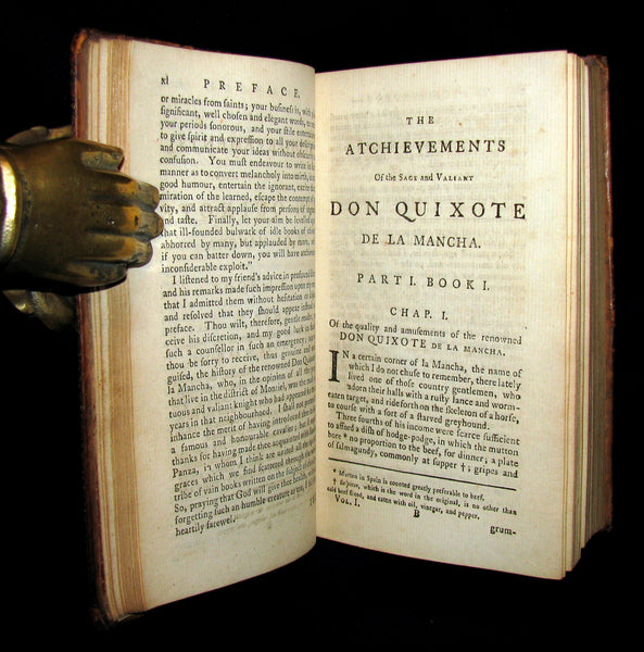 1770 Rare Book set ~ The History and Adventures of the Renowned Don Quixote (4 vols).