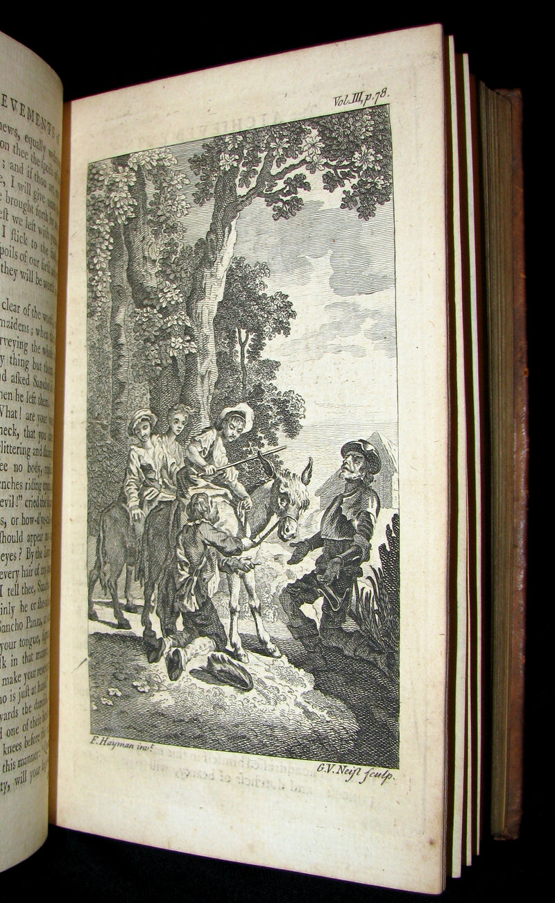 1770 Rare Book set ~ The History and Adventures of the Renowned Don Quixote (4 vols).