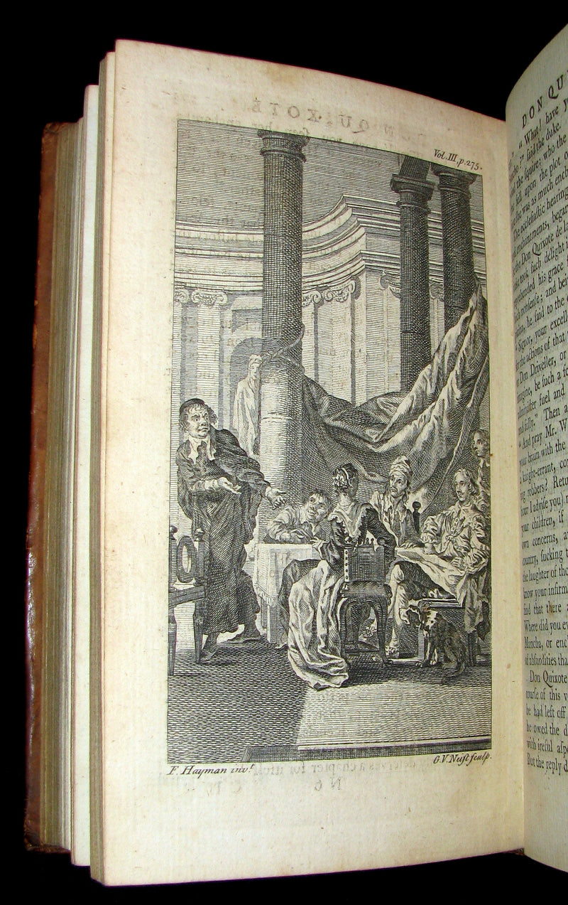 1770 Rare Book set ~ The History and Adventures of the Renowned Don Quixote (4 vols).