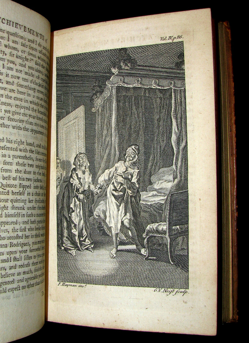 1770 Rare Book set ~ The History and Adventures of the Renowned Don Quixote (4 vols).