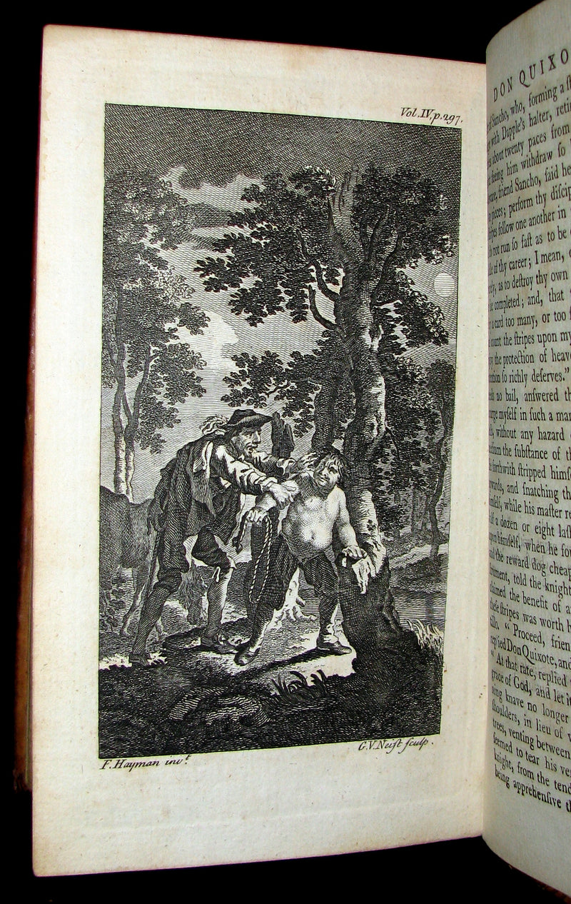 1770 Rare Book set ~ The History and Adventures of the Renowned Don Quixote (4 vols).