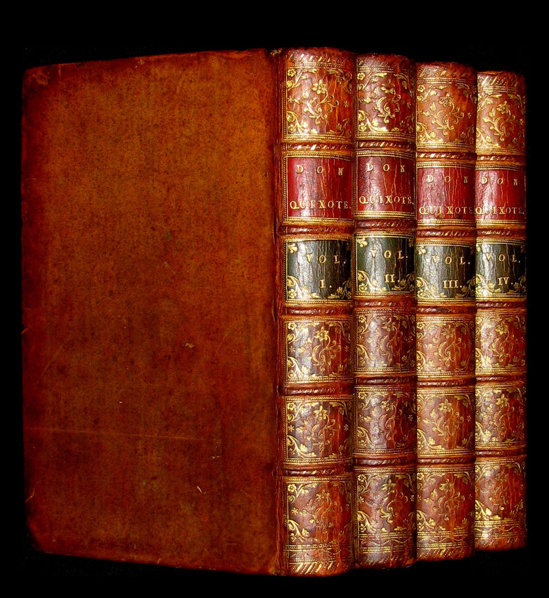 1770 Rare Book set ~ The History and Adventures of the Renowned Don Quixote (4 vols).