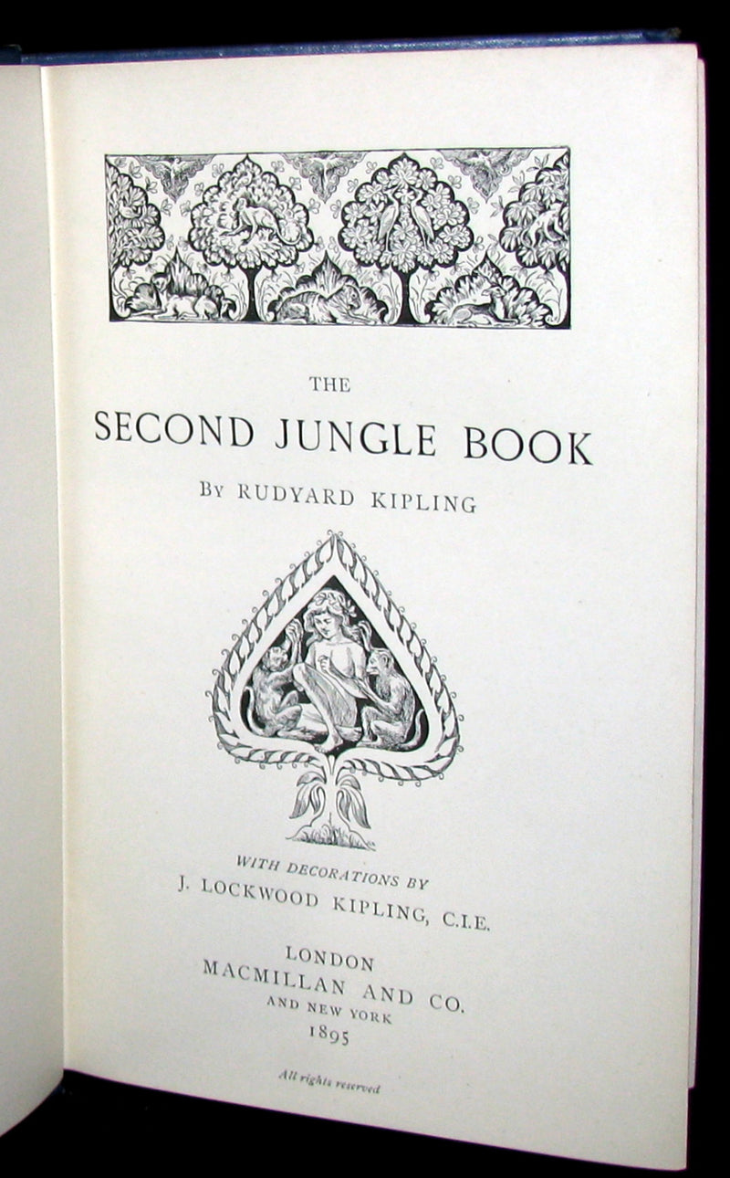1895 Rare Book - The Second Jungle Book by Rudyard Kipling - First Edition, 2nd Printing.