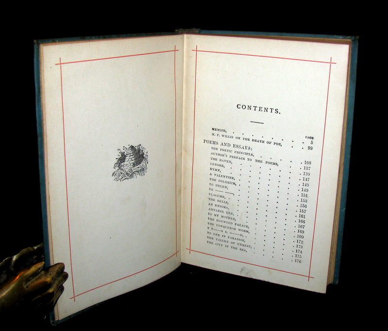 1887 Rare Victorian Book - Poems by Edgar Allan POE with Memoir (The Raven, Lenore, Ulalume, ...)