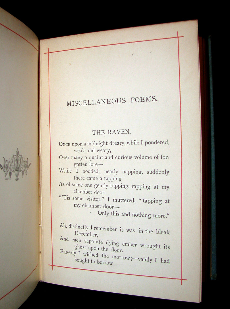 1887 Rare Victorian Book - Poems by Edgar Allan POE with Memoir (The Raven, Lenore, Ulalume, ...)