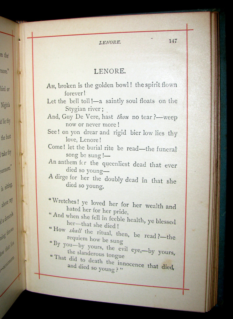 1887 Rare Victorian Book - Poems by Edgar Allan POE with Memoir (The Raven, Lenore, Ulalume, ...)