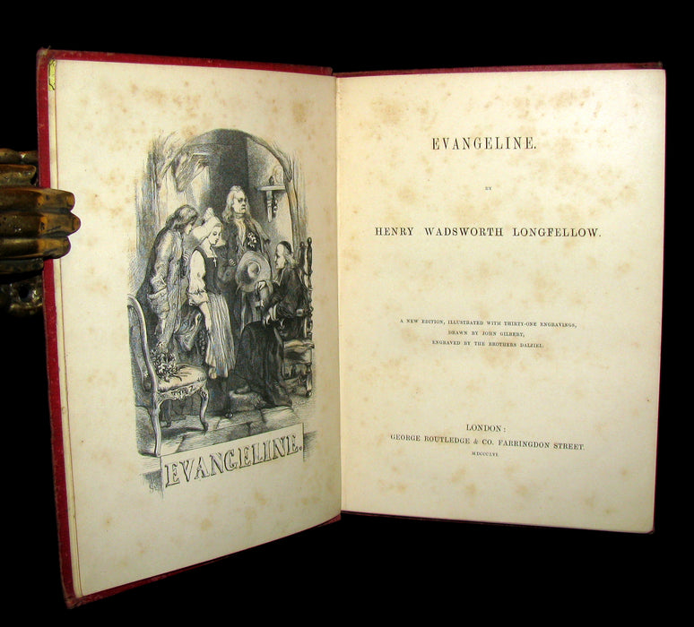 1856 Rare Victorian Book - Evangeline  A tale of Acadie by Henry Wadsworth Longfellow.