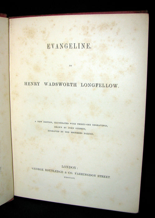 1856 Rare Victorian Book - Evangeline  A tale of Acadie by Henry Wadsworth Longfellow.