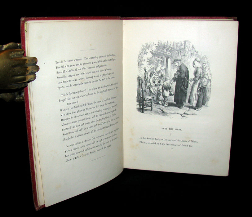 1856 Rare Victorian Book - Evangeline  A tale of Acadie by Henry Wadsworth Longfellow.