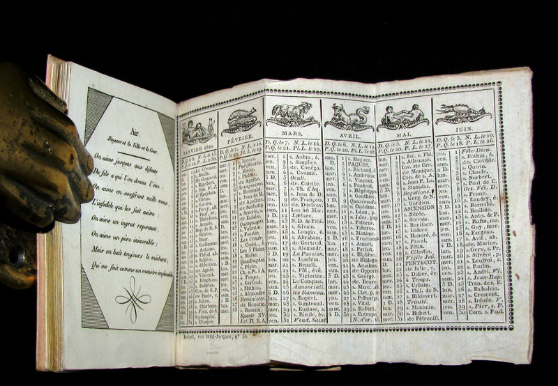 1819 Scarce French Book - TRESOR DE L'AMOUR - Almanac and Song book.