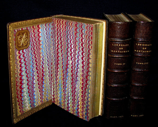 1659 Scarce French Book set - Les Essais de Michel, Seigneur De Montaigne - Essays - Philosophy.