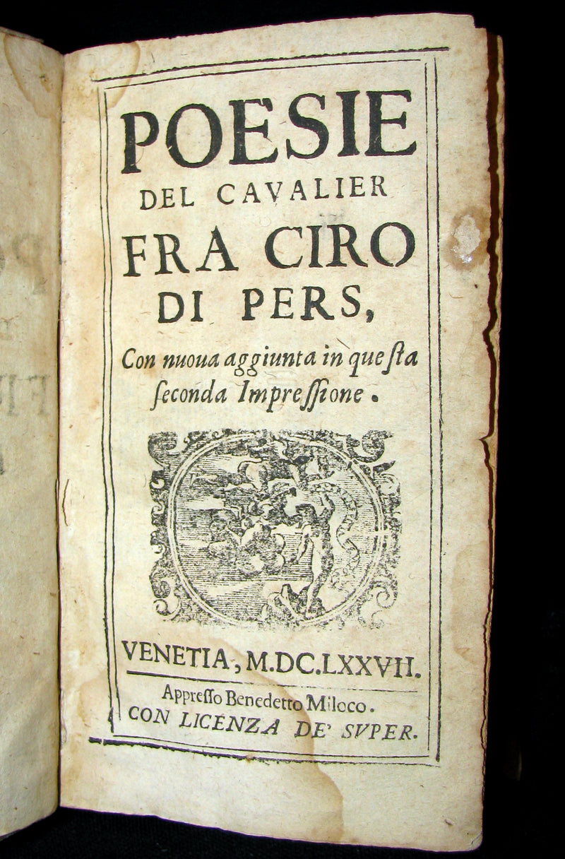 1677 Scarce Italian Book - POESIE del cavalier Fra CIRO DI PERS and Gabriel Maria Meloncelli