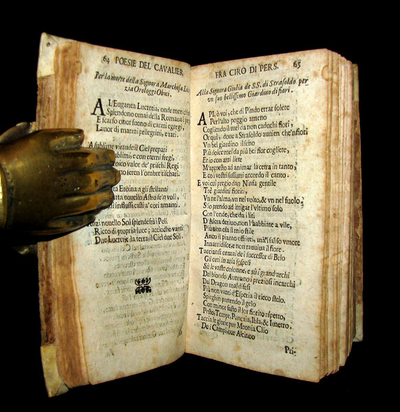 1677 Scarce Italian Book - POESIE del cavalier Fra CIRO DI PERS and Gabriel Maria Meloncelli
