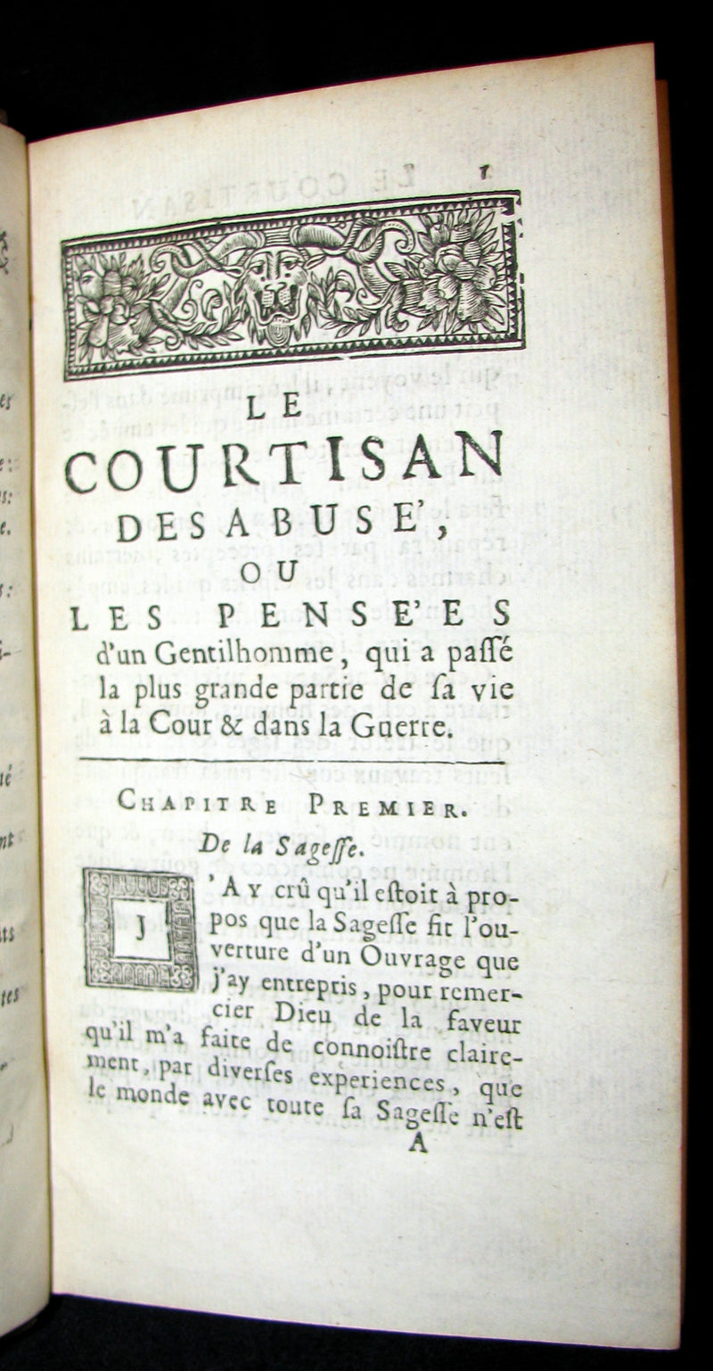 1688 Rare French Book - The desabused courtier, or the Thoughts of a Gentleman who has spent most of his life at Court & in War.
