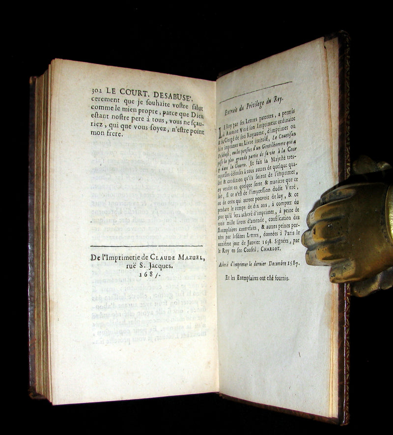 1688 Rare French Book - The desabused courtier, or the Thoughts of a Gentleman who has spent most of his life at Court & in War.