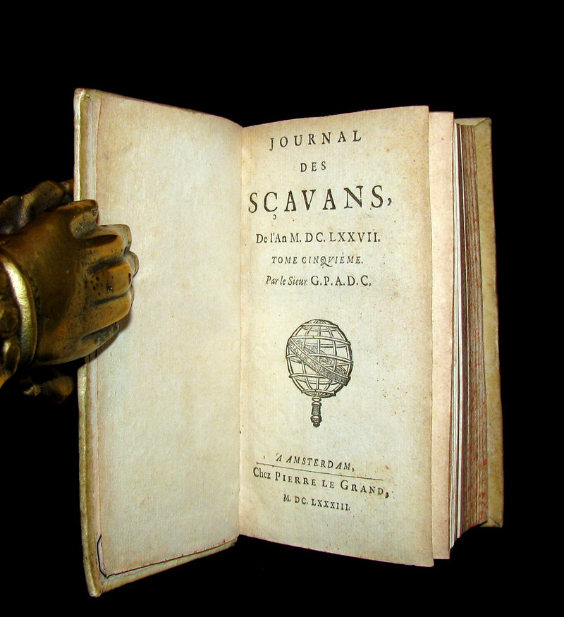 1683 Rare French Book - Scientists' Journal for year 1677 - Astronomy Sunspot, Snake Stones, 3 suns in Paris sky, etc.
