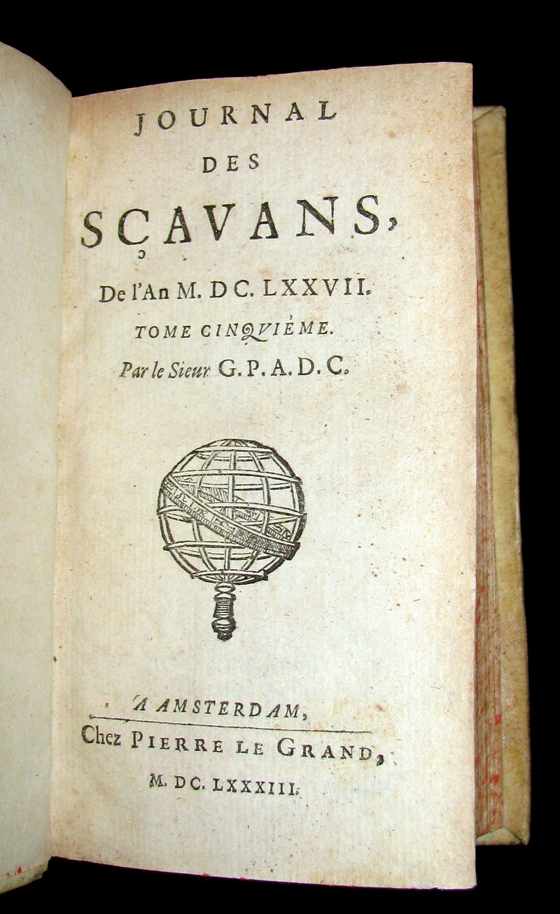 1683 Rare French Book - Scientists' Journal for year 1677 - Astronomy Sunspot, Snake Stones, 3 suns in Paris sky, etc.