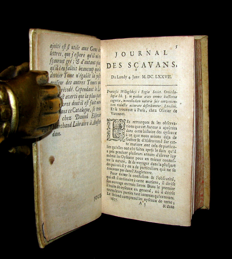 1683 Rare French Book - Scientists' Journal for year 1677 - Astronomy Sunspot, Snake Stones, 3 suns in Paris sky, etc.