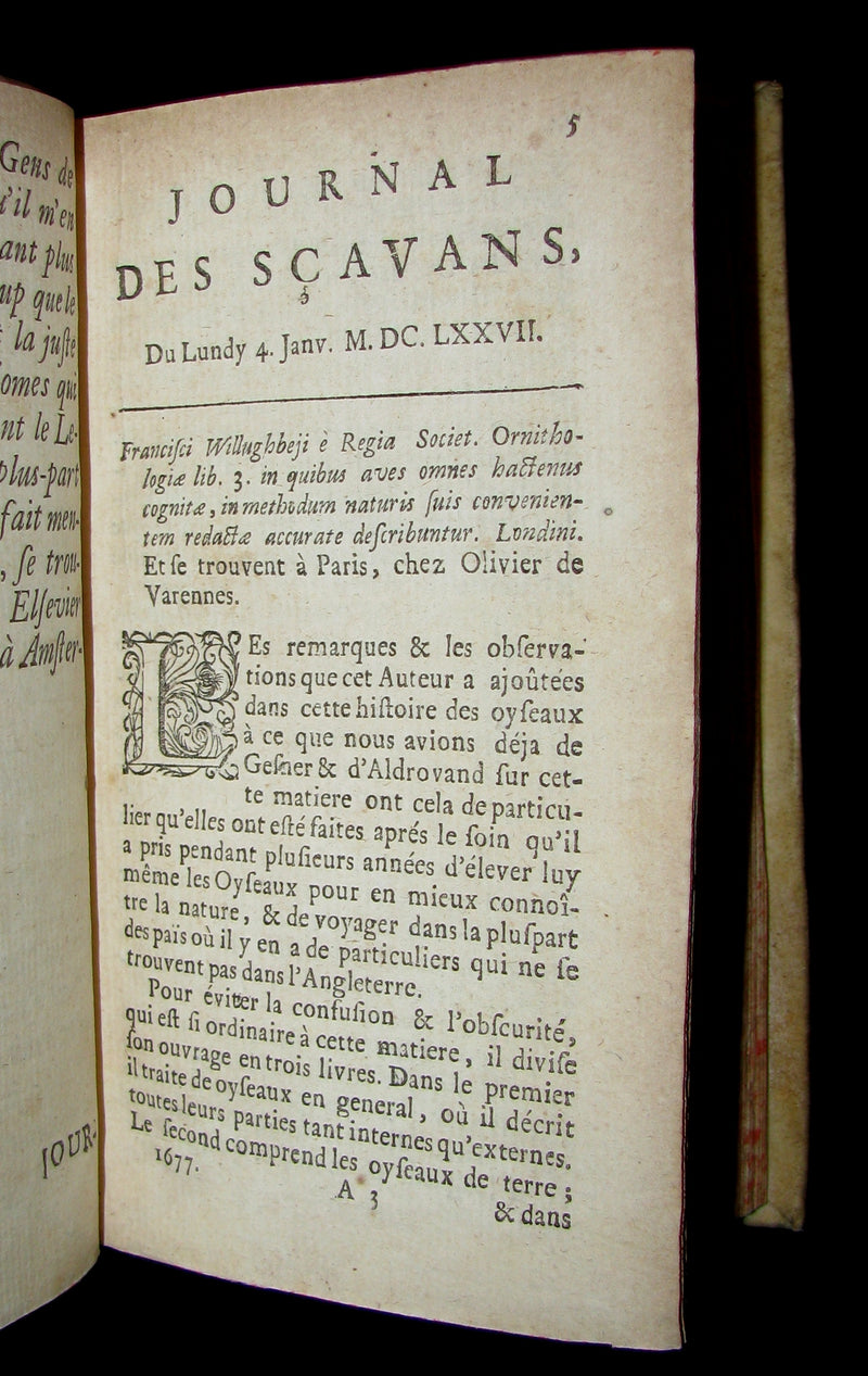 1683 Rare French Book - Scientists' Journal for year 1677 - Astronomy Sunspot, Snake Stones, 3 suns in Paris sky, etc.