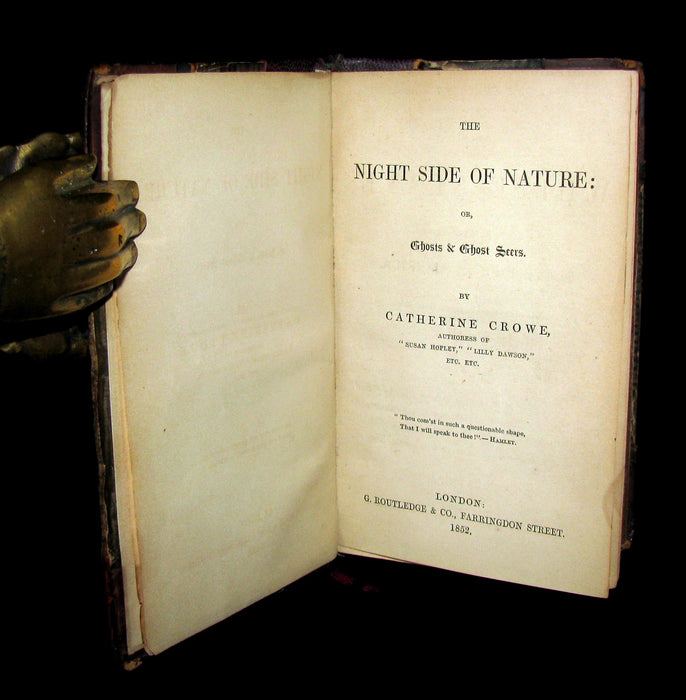 1852 Rare Victorian Book- Ghosts and Ghost Seers or The Night Side of Nature. Poltergeist.