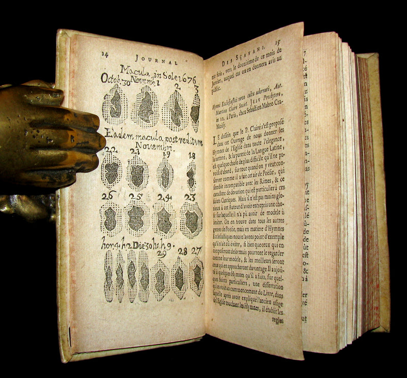 1683 Rare French Book - Scientists' Journal for year 1677 - Astronomy Sunspot, Snake Stones, 3 suns in Paris sky, etc.