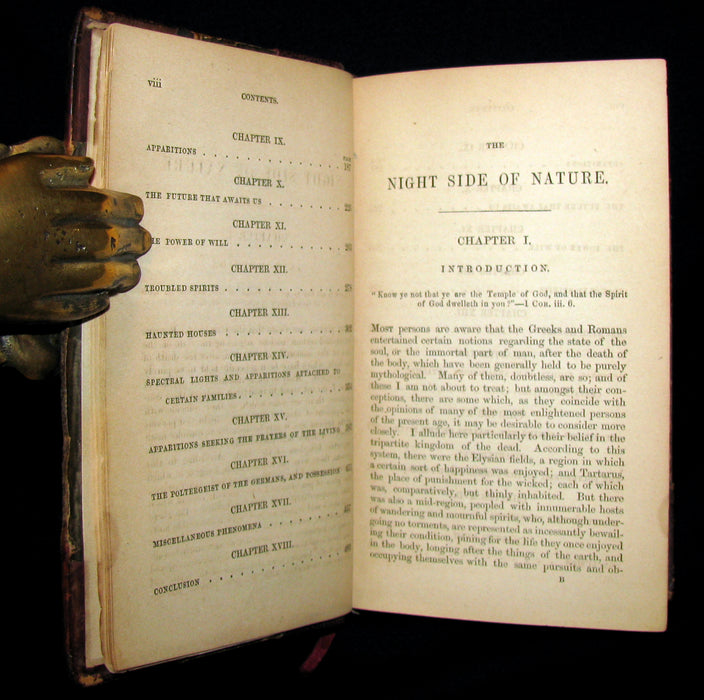 1852 Rare Victorian Book- Ghosts and Ghost Seers or The Night Side of Nature. Poltergeist.