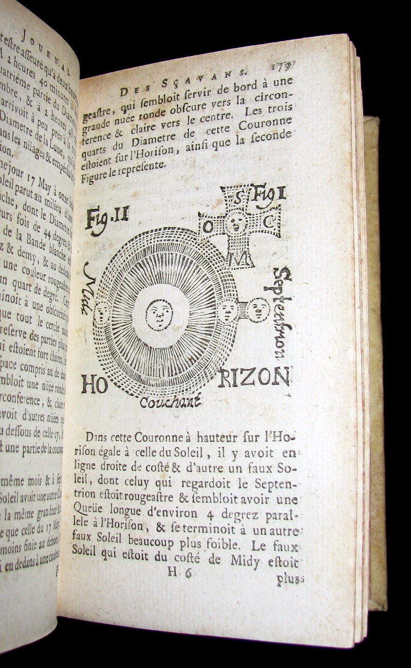 1683 Rare French Book - Scientists' Journal for year 1677 - Astronomy Sunspot, Snake Stones, 3 suns in Paris sky, etc.