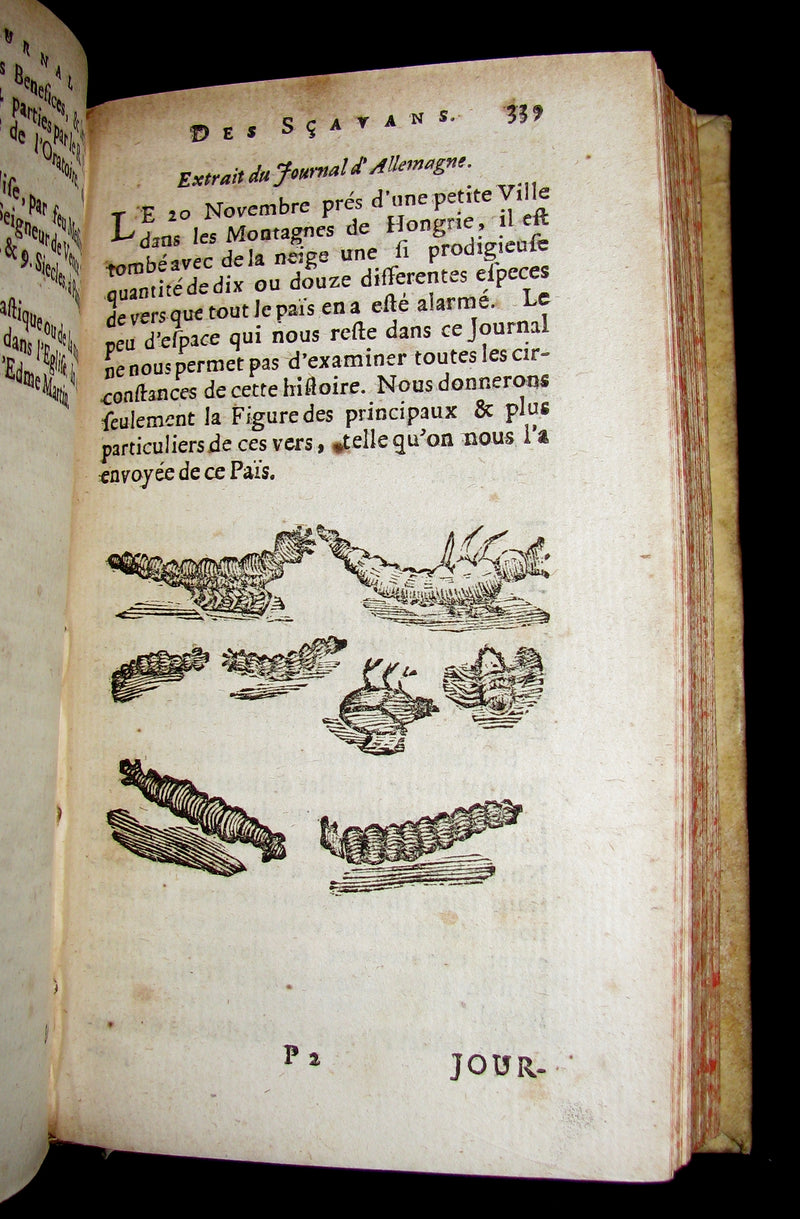 1683 Rare French Book - Scientists' Journal for year 1677 - Astronomy Sunspot, Snake Stones, 3 suns in Paris sky, etc.