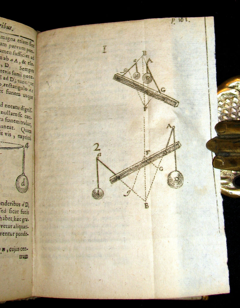 1721 Scarce Latin Vellum Book - OPERA MATHEMATICA by Ignace-Gaston Pardies Illustrated